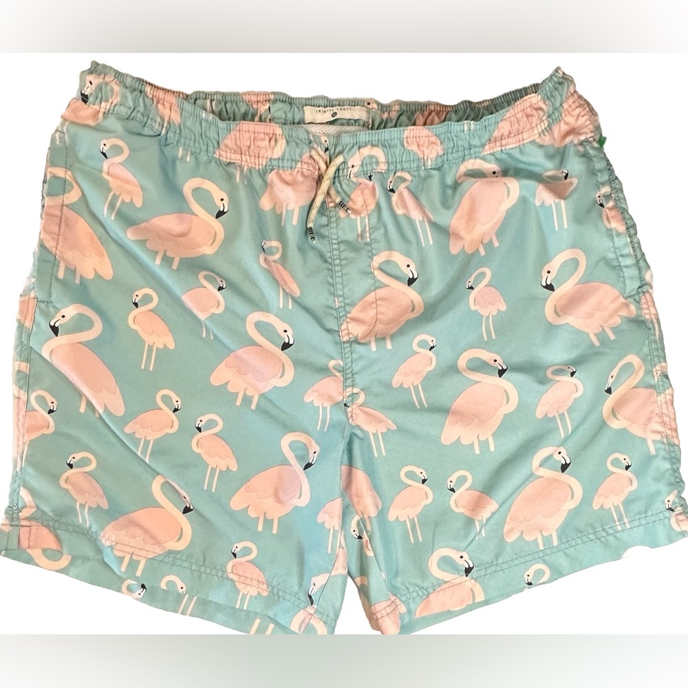 Trinity Coast Men’s Pink Flaming Baby Blue Swim Trunks Liner Size XL Pre-Owned‎